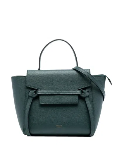 Pre-owned Celine 2019 Nano Grained Calfskin Belt Bag Satchel In Green