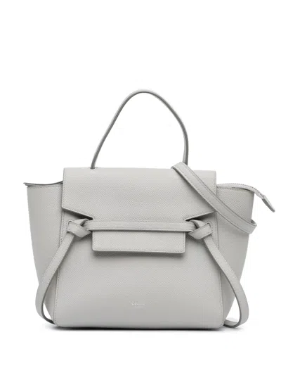 Pre-owned Celine 2019 Nano Grained Calfskin Belt Bag Satchel In Grey