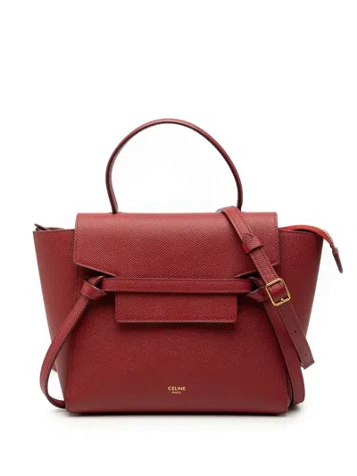 Pre-owned Celine 2019 Nano Grained Calfskin Belt Bag Satchel In Red