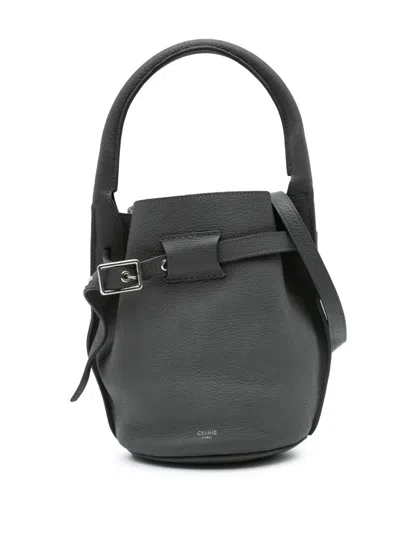 Pre-owned Celine 2019 Nano Leather Big Bucket Bag Satchel In Grey