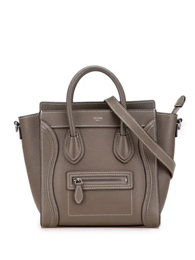 Pre-owned Celine 2019 Nano Leather Luggage Tote Satchel In Brown