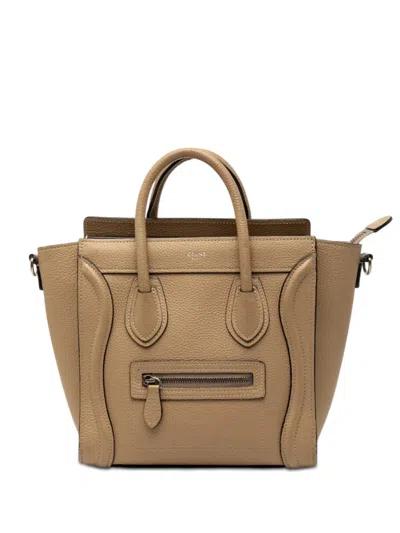 Pre-owned Celine 2019 Nano Leather Luggage Tote Satchel In Neutral