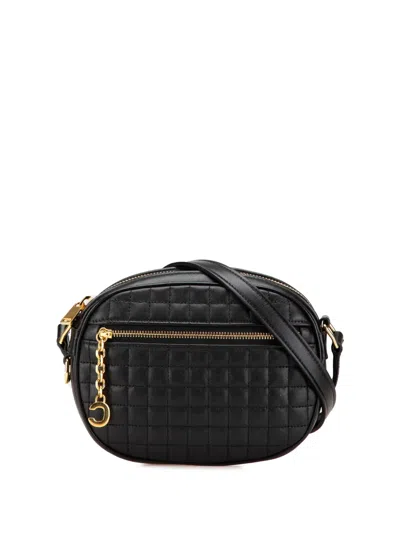 Pre-owned Celine 2019 Quilted Calfskin C Charm Crossbody Bag In Black