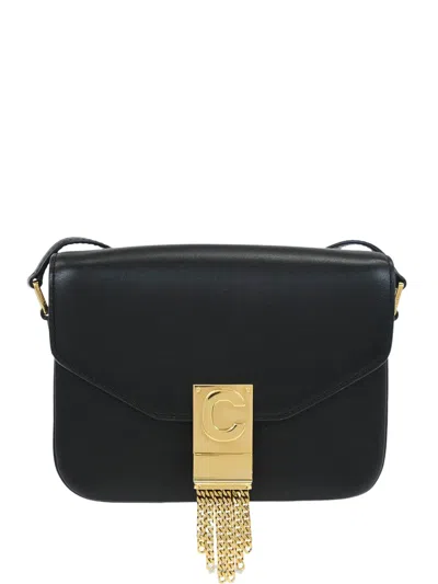 Pre-owned Celine 2019 Small C Pampille Shoulder Bag In Black