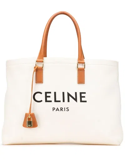 Pre-owned Celine 2019 Small Canvas Logo Print Horizontal Cabas Tote Bag