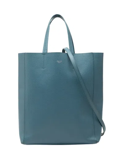Pre-owned Celine 2019 Small Grained Calfskin Vertical Cabas Satchel In Blue