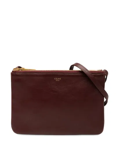 Pre-owned Celine 2019 Small Lambskin Trio Crossbody Bag In Red