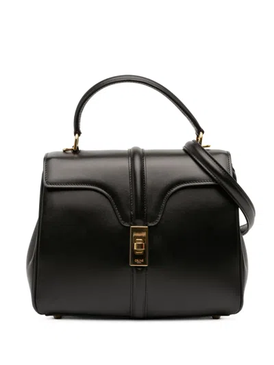 Pre-owned Celine 2019 Small Leather 16 Satchel In Black