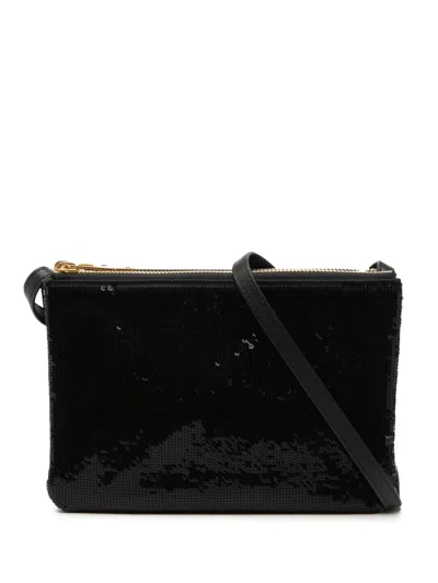 Pre-owned Celine 2019 Small Sequin Trio Crossbody Bag In Black