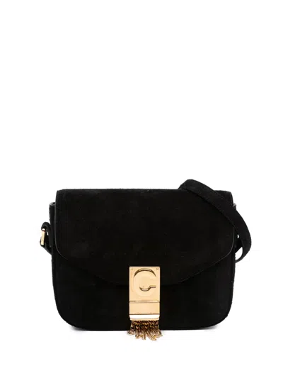 Pre-owned Celine 2019 Small Suede Pampille C Bag Crossbody Bag In Black