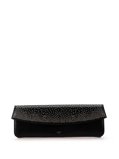 Pre-owned Celine 2019 Studded Leather Evening Long Clutch Bag In Black