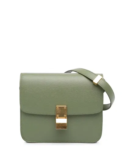 Pre-owned Celine 2019 Teen Calfskin Classic Box Crossbody Bag In Green