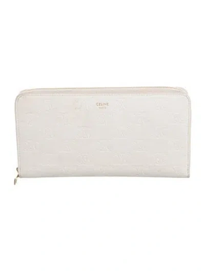 Pre-owned Celine 2019 Triomphe Continental Wallet In White