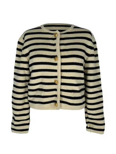 Pre-owned Celine 2019-2020s Striped Buttoned Cardigan In Neutrals