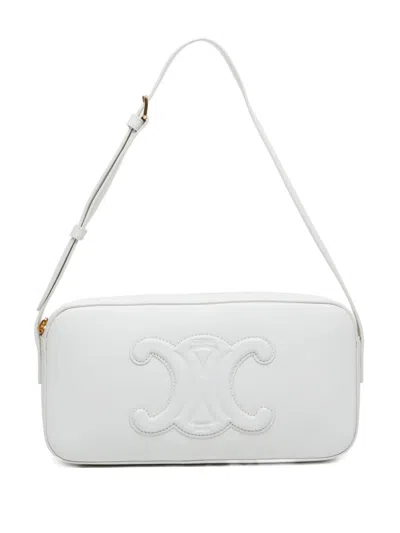 Pre-owned Celine 2020-2024s Triomphe Shoulder Bag In White