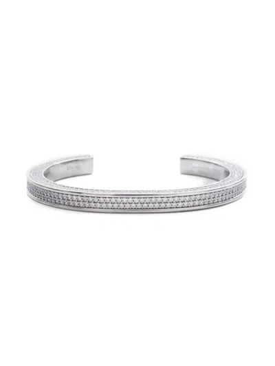 Pre-owned Celine 2020-2025 Rhinestone-embellishment Cuff Bracelet In Gray