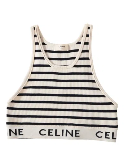 Pre-owned Celine 2020-2025s Striped Bra Top In Neutral