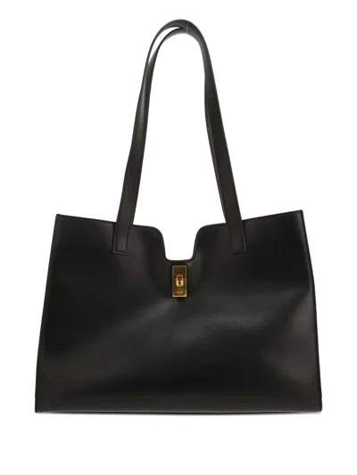 Pre-owned Celine 2020's Cabas 16 Leather Shoulder Bag In Black