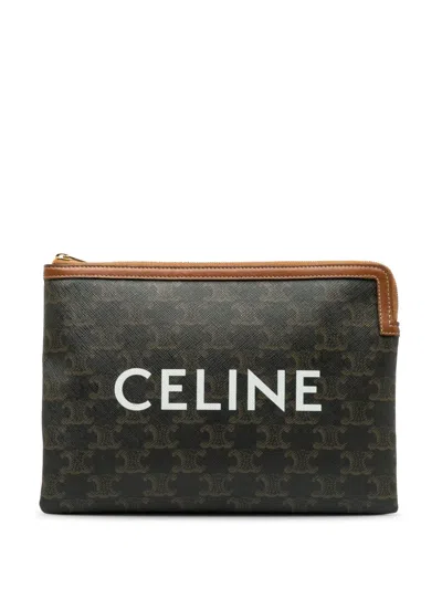 Pre-owned Celine 2020  Small Triomphe Clutch Bag In Brown