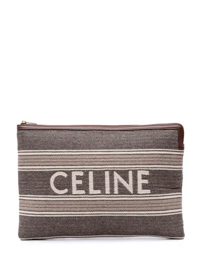 Pre-owned Celine 2020 Large Canvas Logo Clutch Bag
