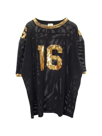Pre-owned Celine 2020 M 16 Embroidery Short Sleeve T-shirt In Black
