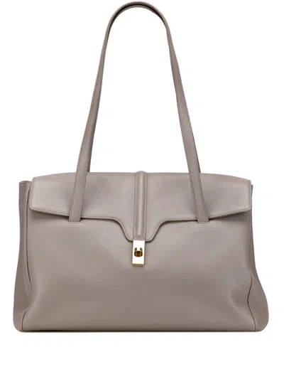 Pre-owned Celine 2020 Medium Leather Soft 16 Shoulder Bag In Gray