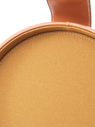 Pre-owned Celine 2020 Medium Triomphe Coated Canvas Tambour Crossbody Bag In Brown