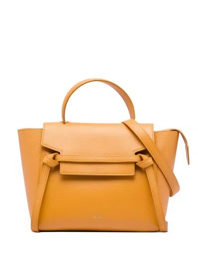 Pre-owned Celine 2020 Micro Grained Calfskin Belt Bag Satchel In Yellow