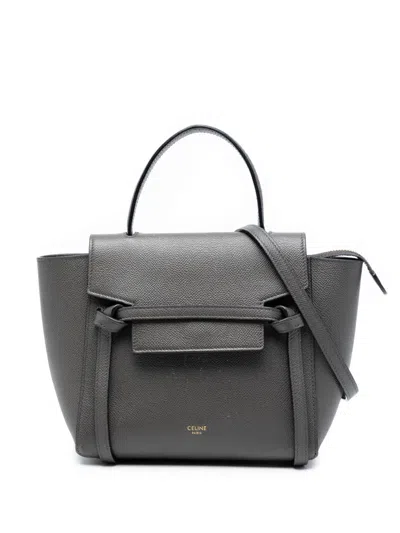 Pre-owned Celine 2020 Nano Grained Calfskin Belt Bag Satchel In Gray