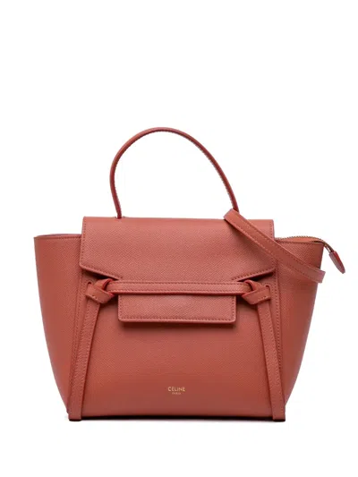 Pre-owned Celine 2020 Nano Grained Calfskin Belt Bag Satchel In Orange