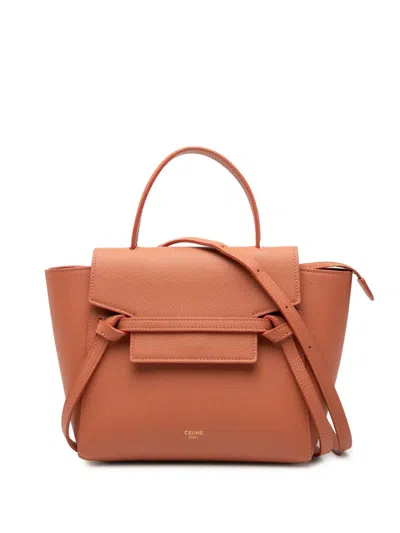 Pre-owned Celine 2020 Nano Grained Calfskin Belt Bag Satchel In Orange