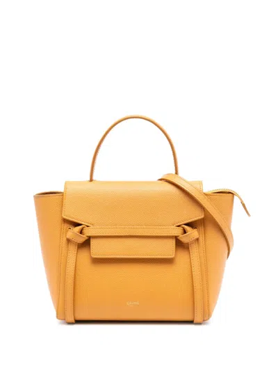 Pre-owned Celine 2020 Nano Grained Calfskin Belt Bag Satchel In Yellow