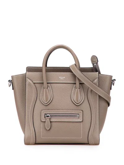 Pre-owned Celine 2020 Nano Leather Luggage Tote Satchel In Brown