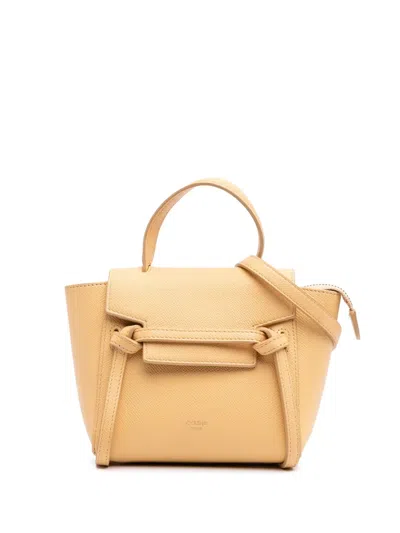 Pre-owned Celine 2020 Pico Grained Calfskin Belt Bag Satchel In Yellow