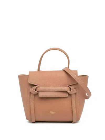 Pre-owned Celine 2020 Pico Grained Calfskin Belt Bag Satchel In Brown