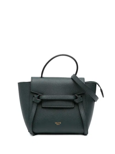 Pre-owned Celine 2020 Pico Grained Calfskin Belt Bag Satchel In Green