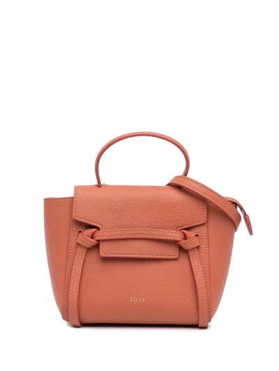 Pre-owned Celine 2020 Pico Grained Calfskin Belt Bag Satchel In Orange