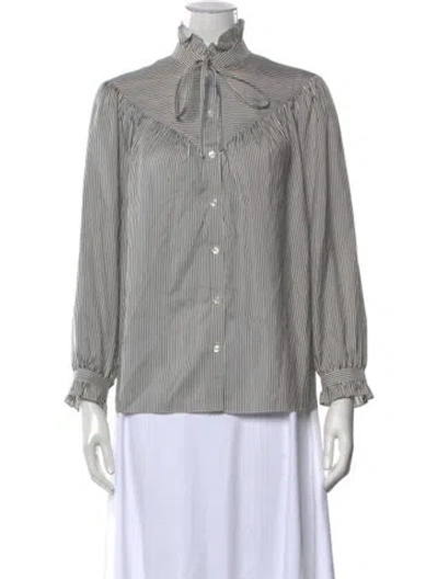 Pre-owned Celine 2020 Silk Blouse In Black/white