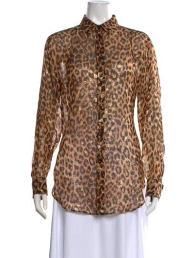 Pre-owned Celine 2020 Silk Blouse In Brown/metallic