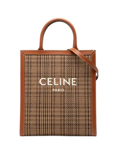 Pre-owned Celine 2020 Small Canvas Vertical Cabas Satchel In Brown