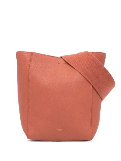 Pre-owned Celine 2020 Small Leather Seau Sangle Bucket Bag In Brown