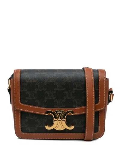 Pre-owned Celine 2020 Teen Coated Canvas Triomphe Crossbody Bag In Brown