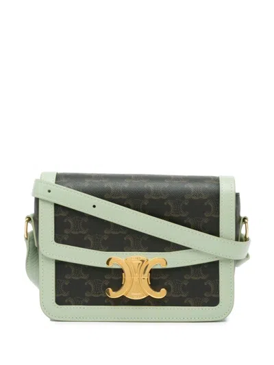 Pre-owned Celine 2020 Teen Triomphe Coated Canvas Crossbody Bag In Green