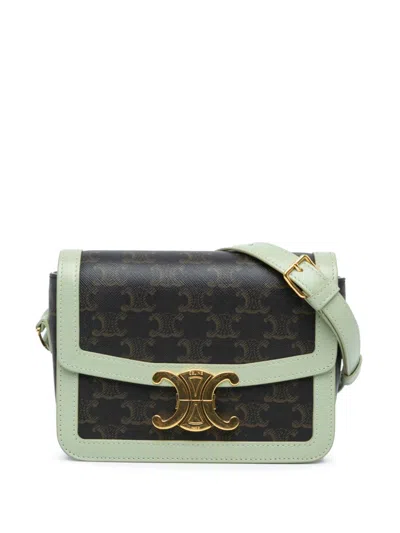 Pre-owned Celine 2020 Teen Triomphe Coated Canvas Crossbody Bag In Green
