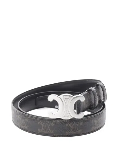 Pre-owned Celine 2020 Triomphe Belt In Black
