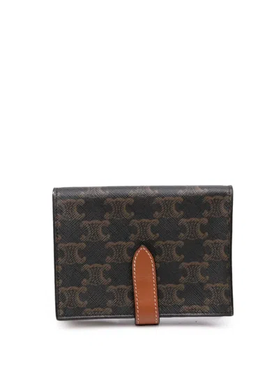 Pre-owned Celine 2020 Triomphe Coated Canvas Compact Wallet Small Wallets In Brown