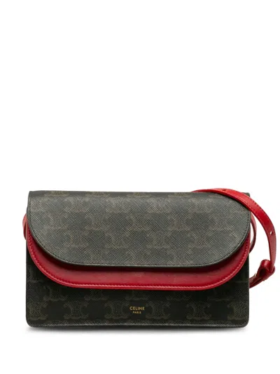 Pre-owned Celine 2020 Triomphe Strap Wallet In Brown