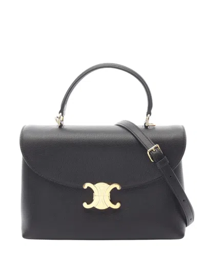 Pre-owned Celine 2020-2026 Medium Supple Calfskin Appoline Satchel In Black