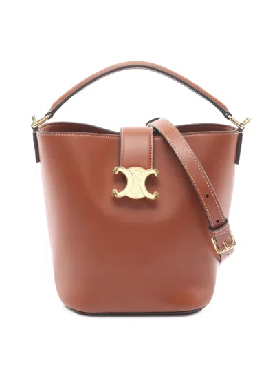 Pre-owned Celine 2020-2026 Small Smooth Calfskin Louise Bucket Bag Satchel In Brown