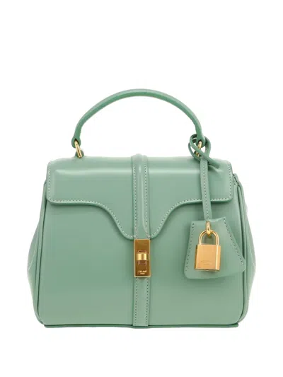 Pre-owned Celine 2020s 16 Mini Leather Shoulder Bag In Green